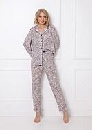 Pyjamas med top och byxa, långa ärmar och ficka, leopard